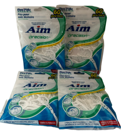 Dental Care with Aim Floss Sword Picks - Shred-Resistant Nylon Dental Tape