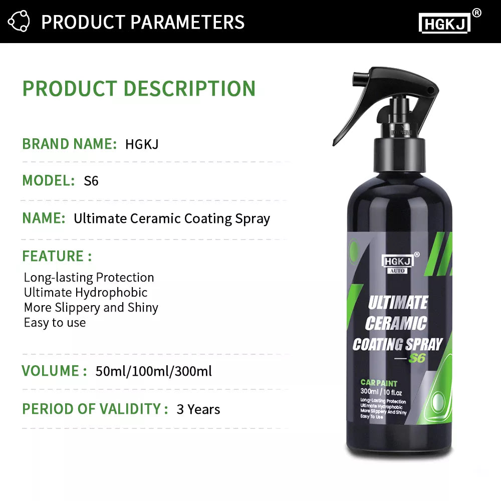 Revolutionize Your Car's Exterior with HGKJ-S6 9H Ceramic Car Coating Hydrochromo Paint Care Nano Top Quick Coat!