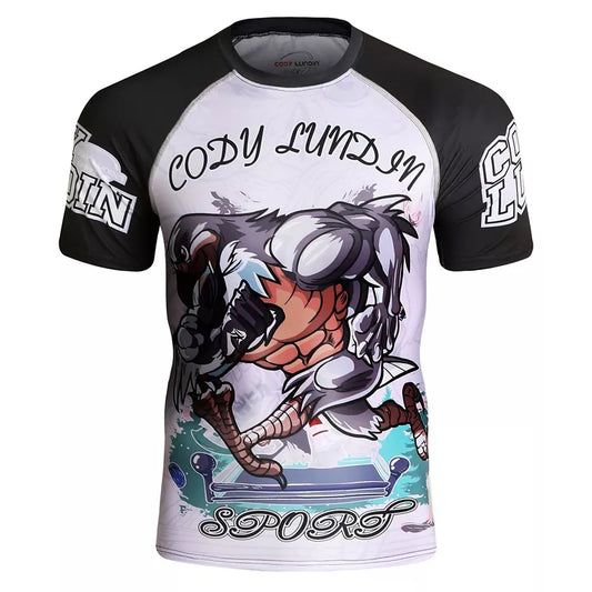 MMA Rashguard - Short Sleeve Fitness Training Tee for Jiu Jitsu, BJJ, and More