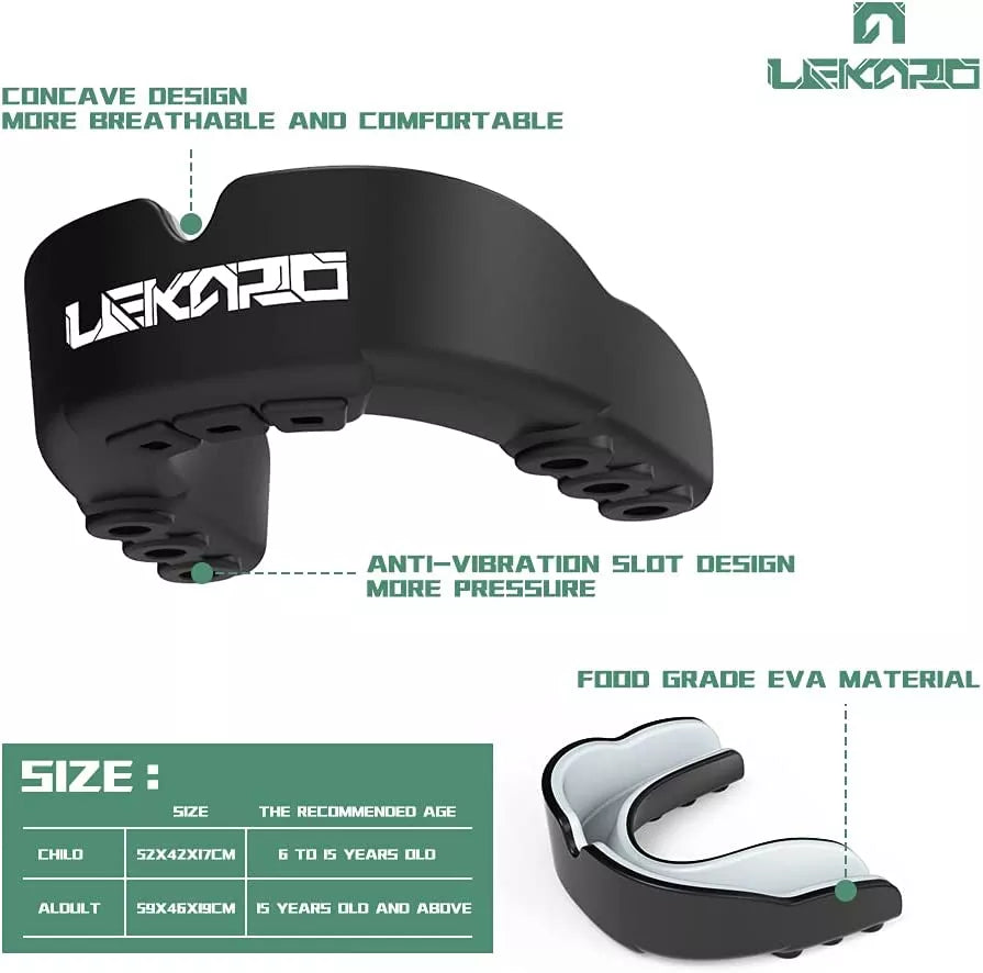 LEKARO Adult Sports Mouth Guard - Protective EVA Mouthguard for Basketball, MMA, Martial Arts, Boxing