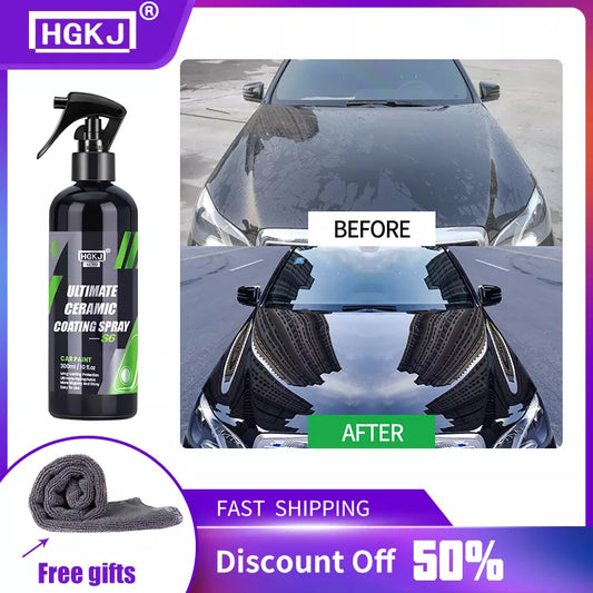 Revolutionize Your Car's Exterior with HGKJ-S6 9H Ceramic Car Coating Hydrochromo Paint Care Nano Top Quick Coat!