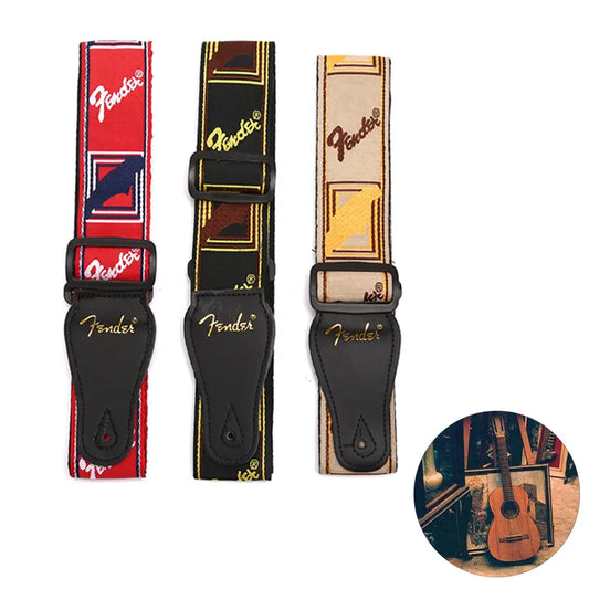 Adjustable Guitar Strap with Leather Ends - Suitable for Electric, Acoustic, Folk Guitars