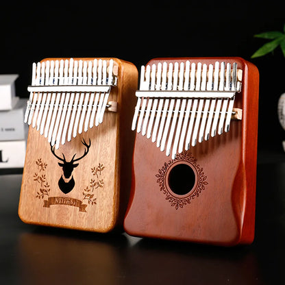 Kalimba Thumb Piano 17 Keys - Mahogany Wood Finger Piano, Portable Mbira Finger Piano with Accessories, Perfect Gauntlets Piano