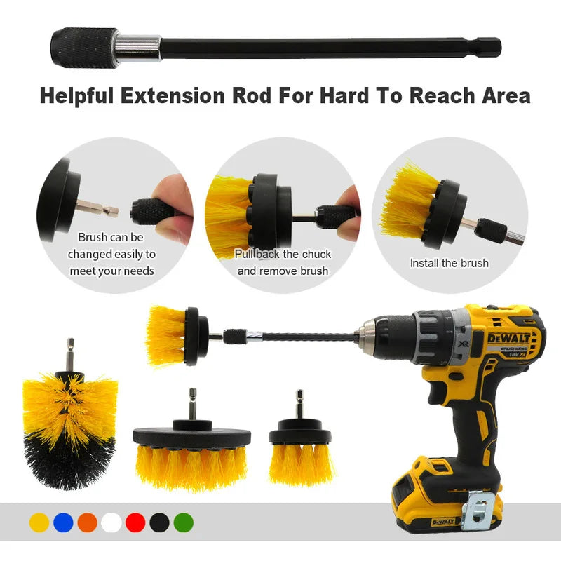 Revolutionize Your Car Cleaning with the Electric Scrubber Brush Drill Extension Rod Kit!