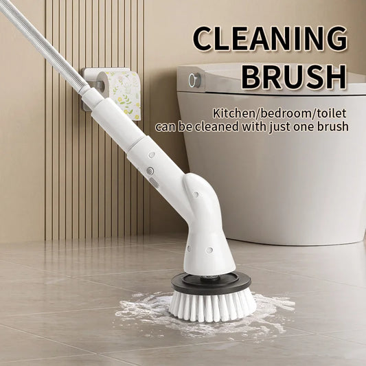 6-in-1 Electric Turbo Scrub Brush Set - Multi-Functional Rotating Scrubber for Kitchen & Bathroom Cleaning - Eco-Friendly Wall and Window Cleaner Tools