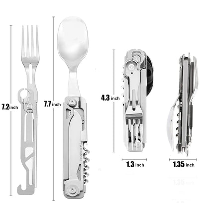 Folding Knife Fork Spoon Camping Cutlery Set - Portable Outdoor Tableware