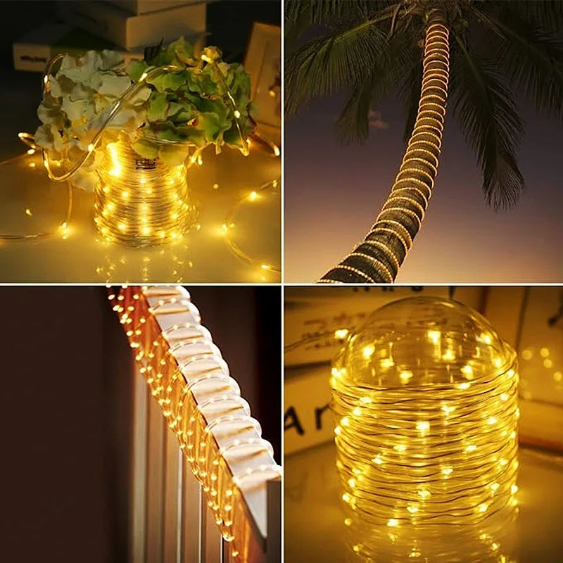 300LED Solar Rope Strip Light: Outdoor Waterproof Fairy Light Strings for Christmas Decor in Garden, Lawn, Tree, Yard, Fence, Pathway