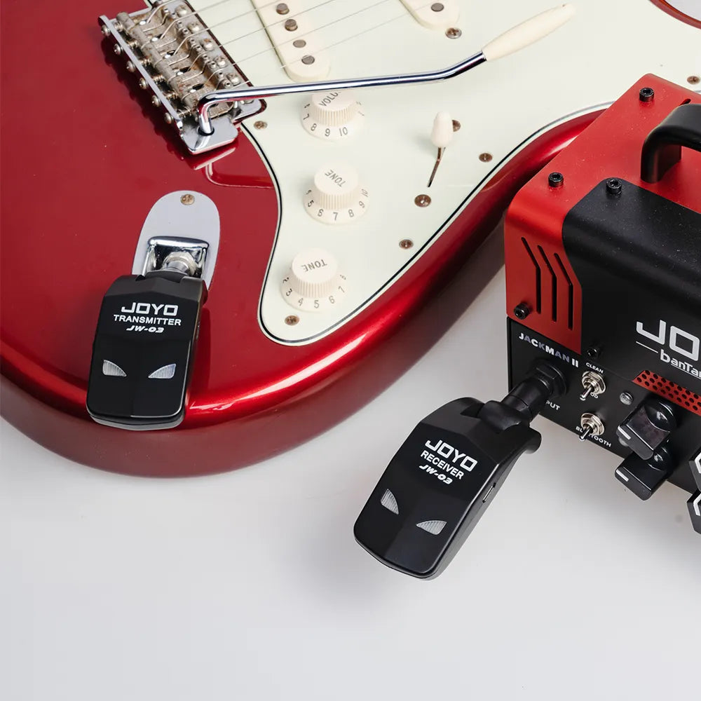 JOYO JW-03 2.4GHz Wireless Guitar System - 4 Channels Wireless Guitar Transmitter and Receiver for Electric Guitar Bass Amplifier