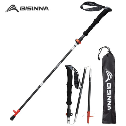 BISINNA Folding Trekking Poles - Carbon Fiber Telescopic Walking Stick for Hiking and Climbing