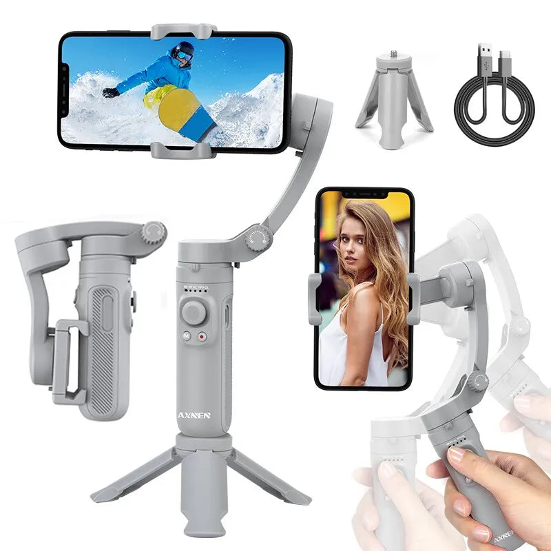 HQ3 3-Axis Gimbal Stabilizer for Smartphone Foldable Handheld Phone Video Record Vlog Anti-Shake Stabilizer for iPhone Android