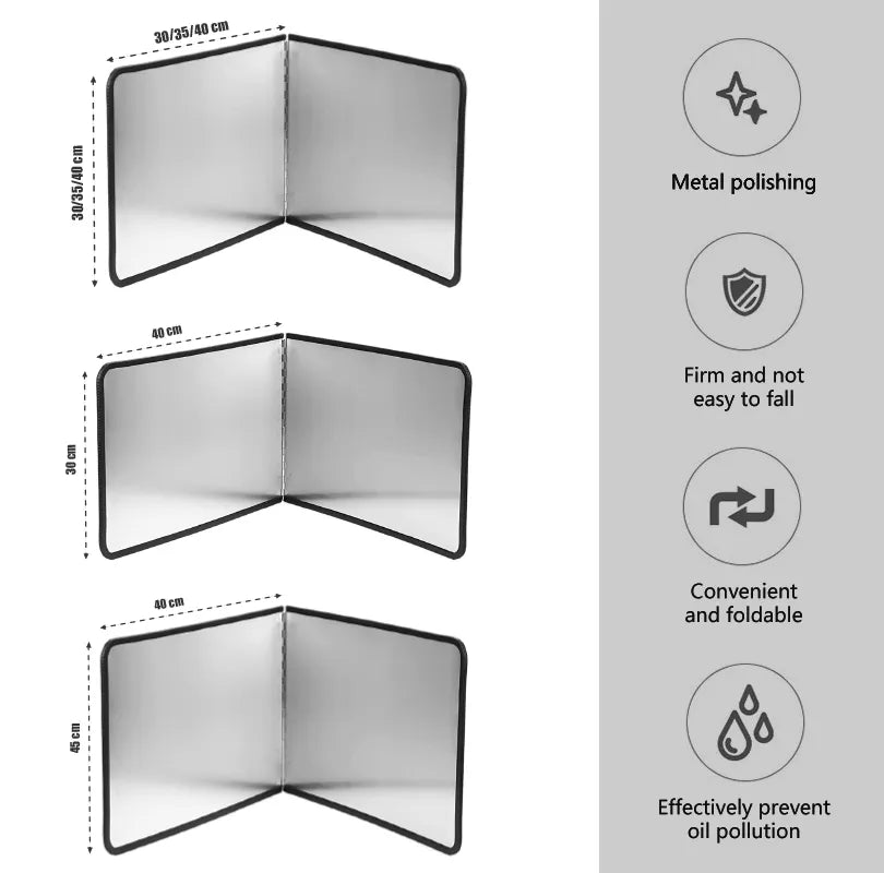 Kitchen Anti Oil Splatter Shield Guard, Anti-Splash Block, 2-Sided Stainless Steel Splatter Heat Insulation Oil Gas Stove Baffle