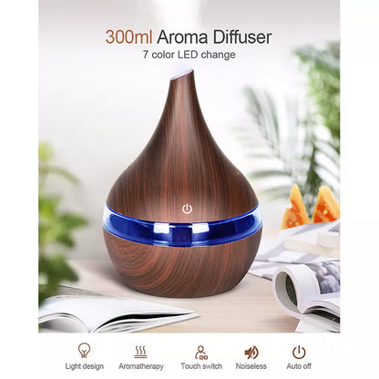 Elevate Your Space with Aromacare 300ml Wood Grain Aroma Diffuser - A Stylish and Tranquil Oasis!