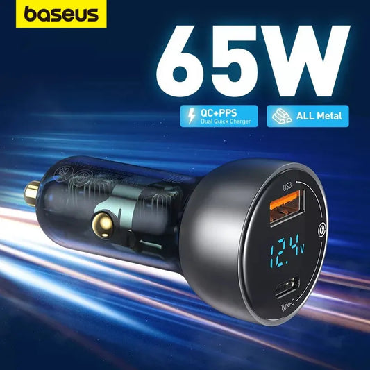 Charge Faster, Charge Smarter: Baseus 65W Dual Port Car Charger