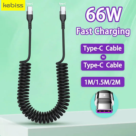 Kebiss PD 66W 5A Fast Charging Type C to Type C Cable: Power and Convenience Unleashed