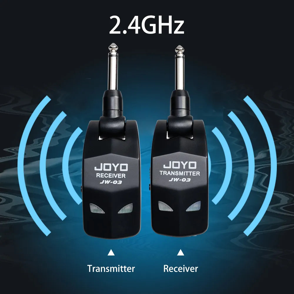 JOYO JW-03 2.4GHz Wireless Guitar System - 4 Channels Wireless Guitar Transmitter and Receiver for Electric Guitar Bass Amplifier